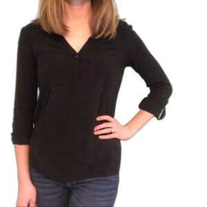 Merona Black 3/4 Sleeve Blouse size XS